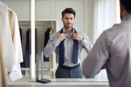 homme-miroir-chemise-elegante-metre