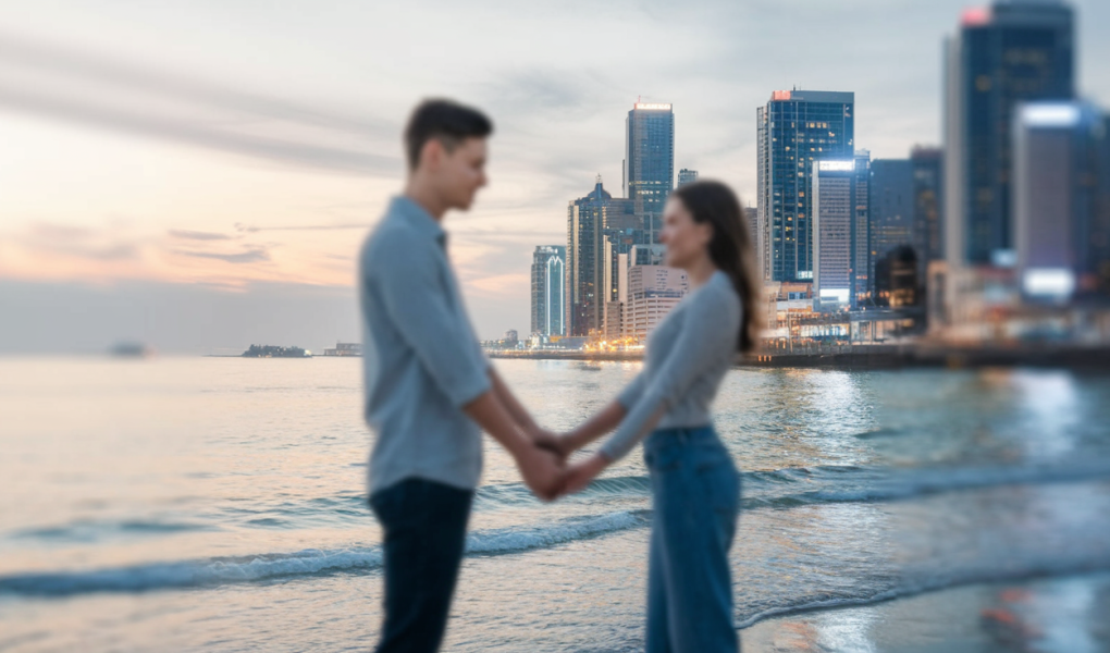 couple-distance-ville-plage-connexion