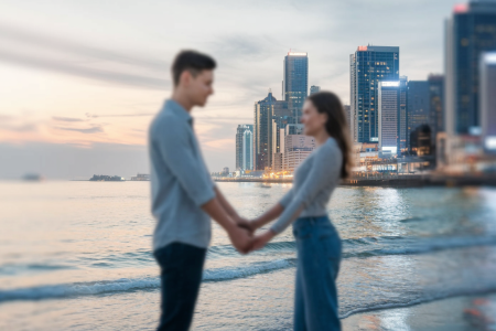 couple-distance-ville-plage-connexion