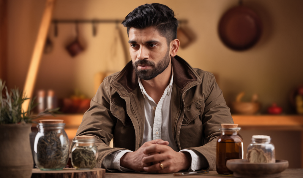 homme-barbu-cuisine-rustique-bocaux