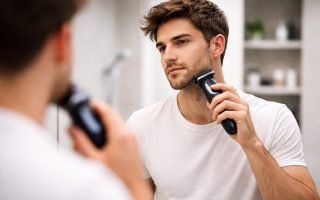 homme-rasoir-electrique-salle-bain