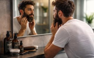 homme-barbe-miroir-produits-soin