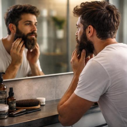 homme-barbe-miroir-produits-soin