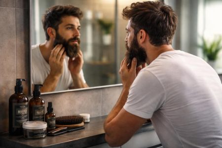 homme-barbe-miroir-produits-soin
