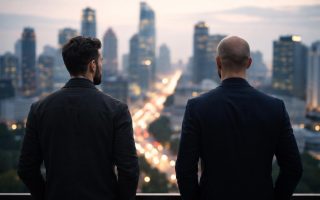 hommes-dos-paysage-urbain-silhouettes