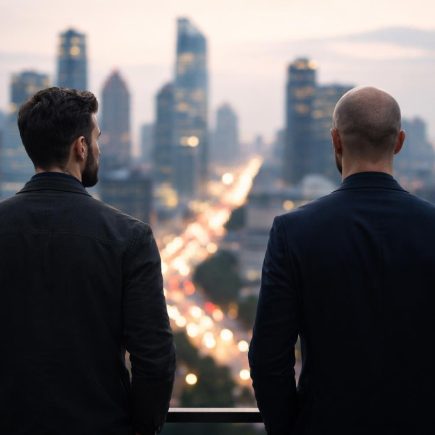 hommes-dos-paysage-urbain-silhouettes