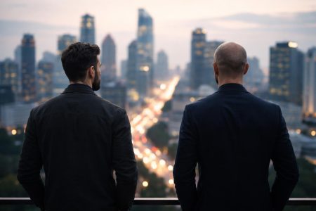 hommes-dos-paysage-urbain-silhouettes