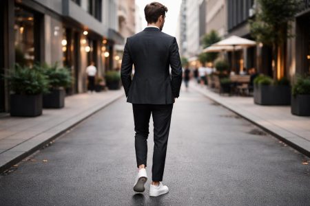 homme-costume-baskets-blanches-ville-moderne