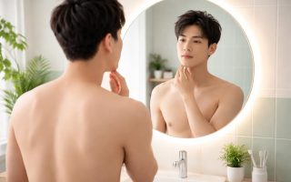 homme-asian-miroir-salle-bain-moderne