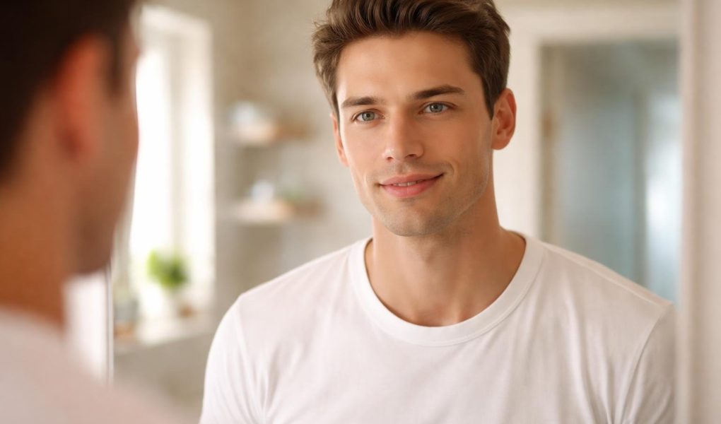 homme-visage-imberbe-sourire-miroir